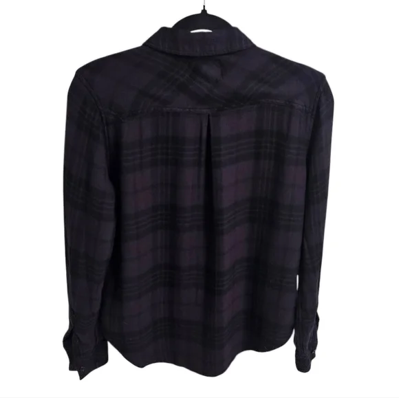 Rails Hunter Plaid Relaxed Fit Shirt Button-down Gray & Black Onyx/Jet Sz Small - Picture 3 of 12